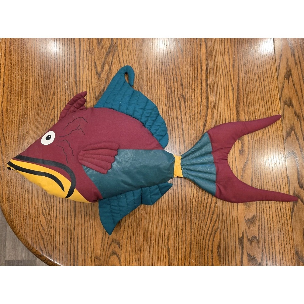 Vtg Handmade El‎ Salvador Angelitos 29" Fish Realistist Stuffed Fabric Pillow